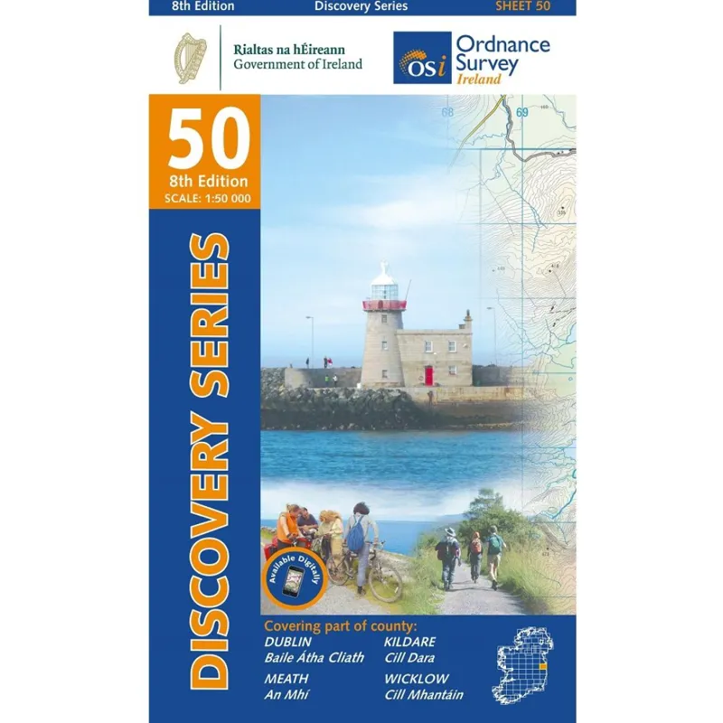 OSI Discovery Series Sheet 50 Dublin Kildare Meath Wicklow. 8th Edition 2021